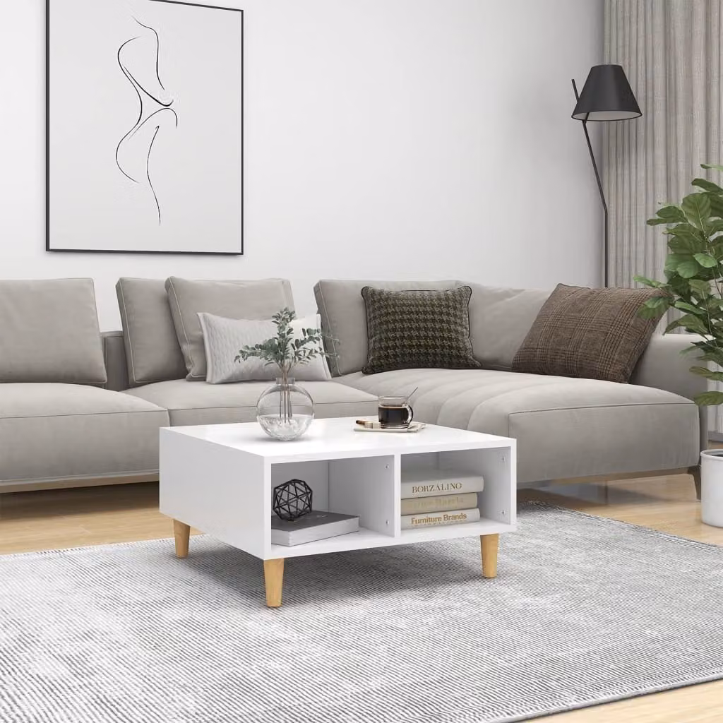 Tavolino The Living Store bianco 60x60x30 cm in materiale ligneo