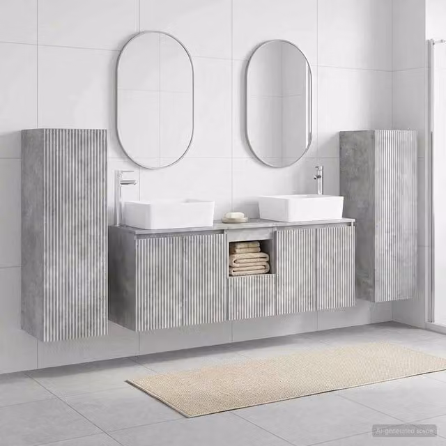 Set di mobili per il bagno 5 pz Grigio Cemento 3405996
