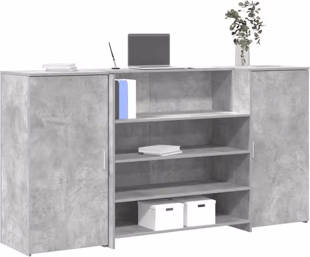 Banco Reception Grigio Cemento 200x50x103,5cm Legno Multistrato 3324181