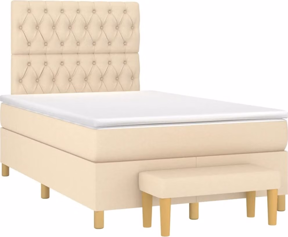 Maison Exclusive - Letto boxspring con materasso Crema 120x190 cm Tessuto