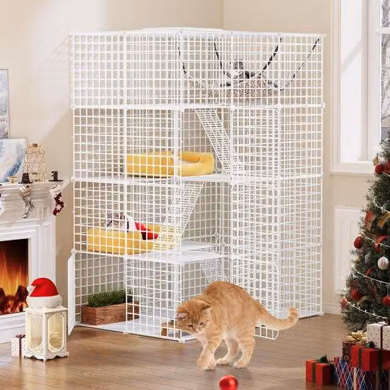 Casetta per gatti bianca 107x72x142 cm per interni ed esterni
