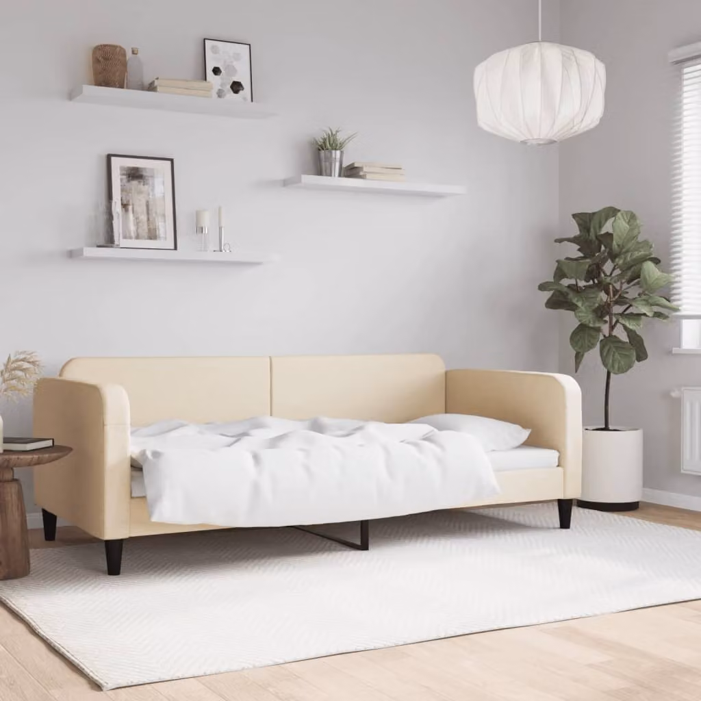 Letto da giorno vidaXL in tessuto beige L 90 cm x P 200 cm x H 75 cm