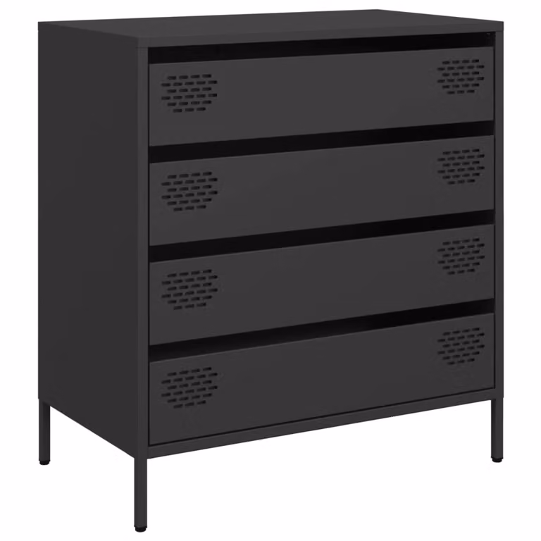 Credenza Nera 68x39x73,5 cm in Acciaio Laminato a Freddo