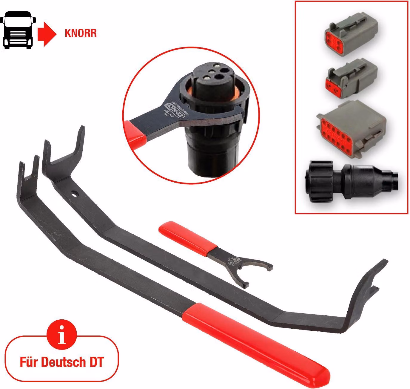KS-Tools 460.0505 Set di attrezzi per lo sblocco del freno Knorr, 3 pezzi
