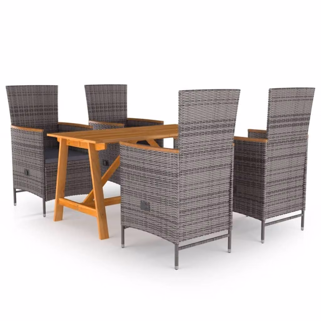 Maison Exclusive - Set da pranzo da giardino 5 pezzi, grigio