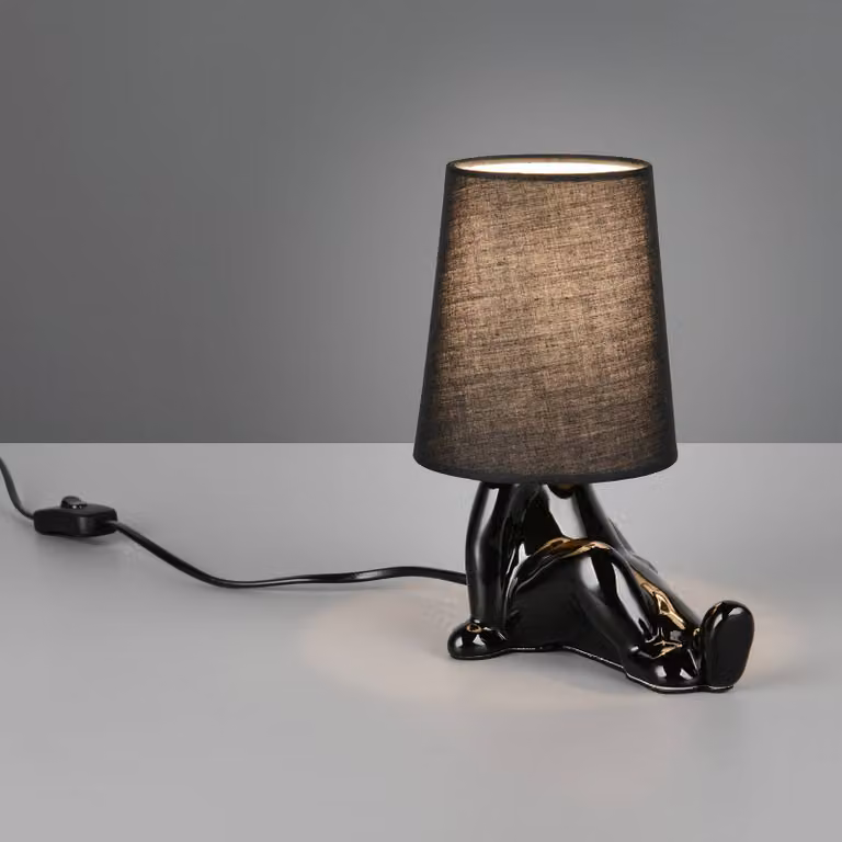 Reality Leuchten Lampada da tavolo Huma, Nero, Soggiorno / Sala da pranzo, Ceramica, Giovanile, Lampada da tavolo
