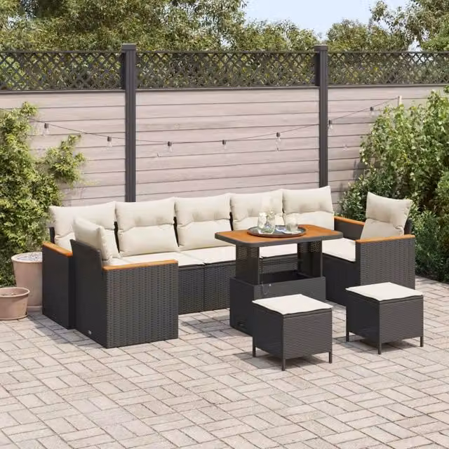 Set Divano da Giardino Nero polyrattan 3362900