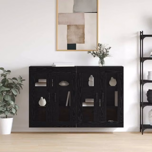 Armadi da Muro 2 pz Rovere nero 69,5 x 34 x 90 cm 3394538