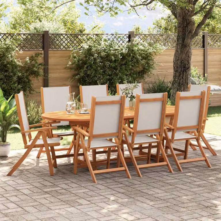 Maison Exclusive - Set da pranzo da giardino da 9 pezzi in legno massello di acacia e Textilene