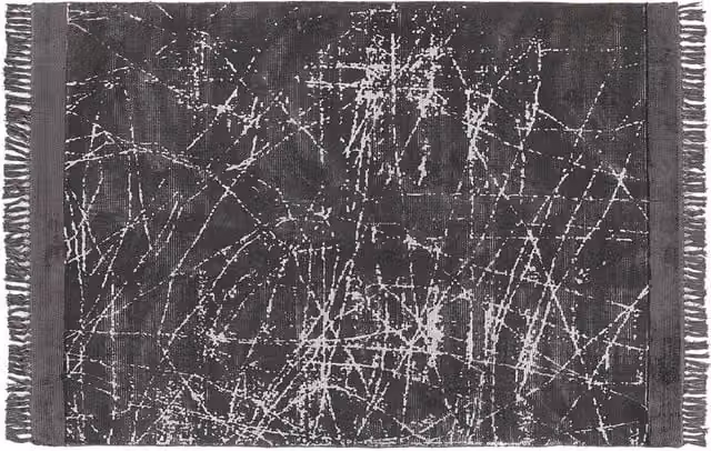 Tappeto moderno in viscosa con frange 160 x 230 cm grigio scuro stile moderno contemporaneo camera da letto soggiorno