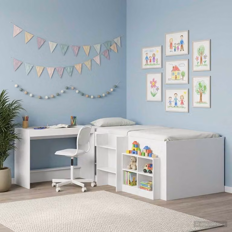 Scrivania moderna vidaXL in legno MDF bianco L: 100 cm, P: 45 cm, H: 75 cm