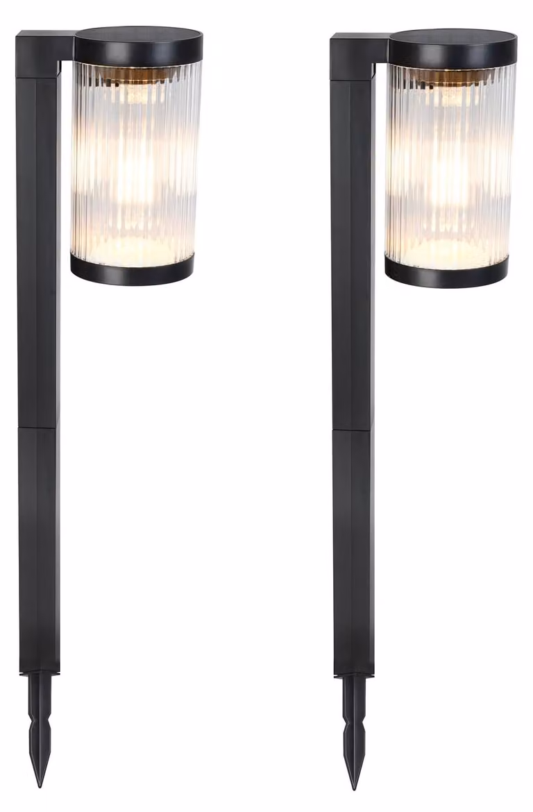 Lampade solari da interrare, LED, luce bianco caldo, confezione da 2, altezza 58 cm