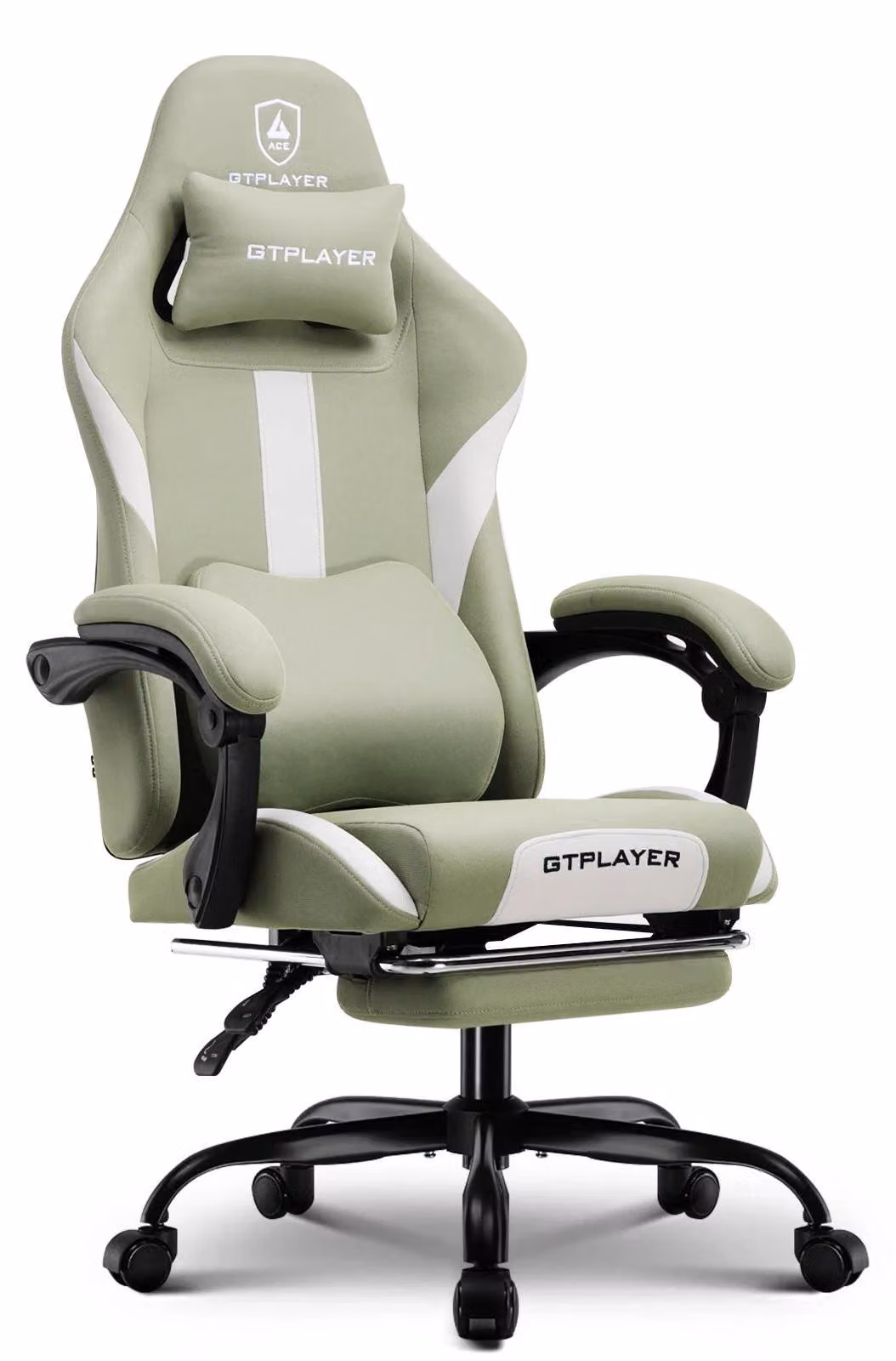 Sedia da gaming - Sedia da ufficio GT905 - Ergonomica - Tessuto traspirante - Regolabile - Girevole con rotelle - Con braccioli - Fino a 150 kg - Verde militare