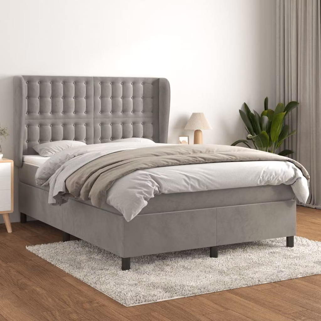 Maison Exclusive - Giroletto a Molle con Materasso Grigio Chiaro 140x200cm Velluto
