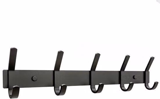 Portaoggetti da parete in acciaio inossidabile SUS304 con 5 ganci doppi per montaggio a parete - 38,1 cm - Resistente all'acqua - Finitura opaca - Supporto da parete per bagno