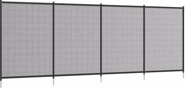 Set di 4 recinzioni per piscina Minimal in alluminio e textilene colore nero, Altezza: 126 cm, Larghezza: 365 cm