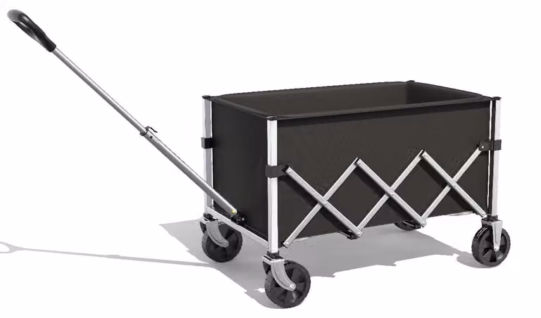 Carrello pieghevole e leggero, capacità 120 litri, adatto a tutti i terreni