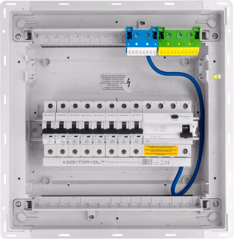 Scatola portafusibili Hager da incasso 1x12 moduli 8xMCB 1xRCCB Scatola di distribuzione cablata VDE fusibili 356x348x98mm Doktorvolt