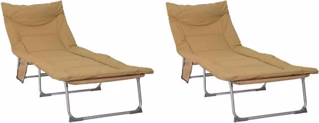 Lettino Prendisole | Sdraio da giardino | Lettino da sole pieghevole con cuscino 2 pz Beige