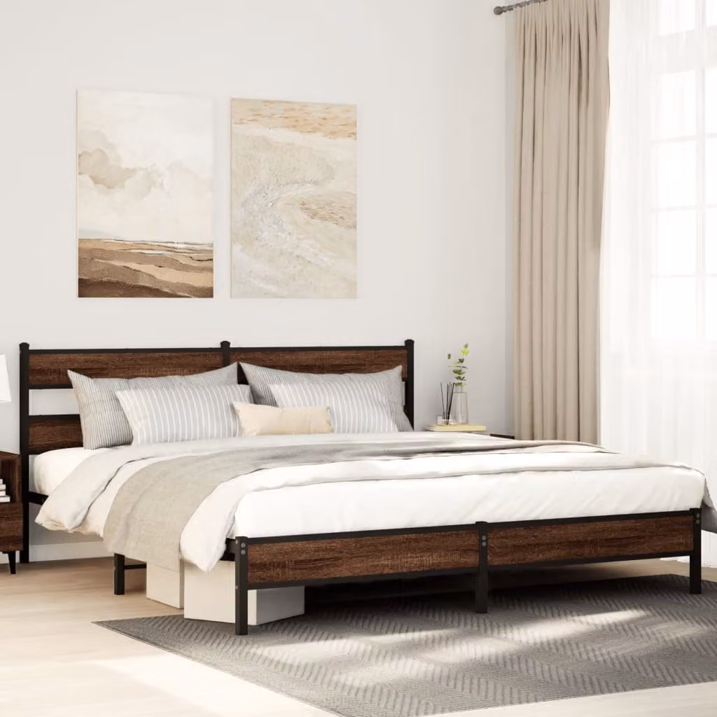 vidaXL Giroletto in Metallo Marrone Rovere 200x200 cm