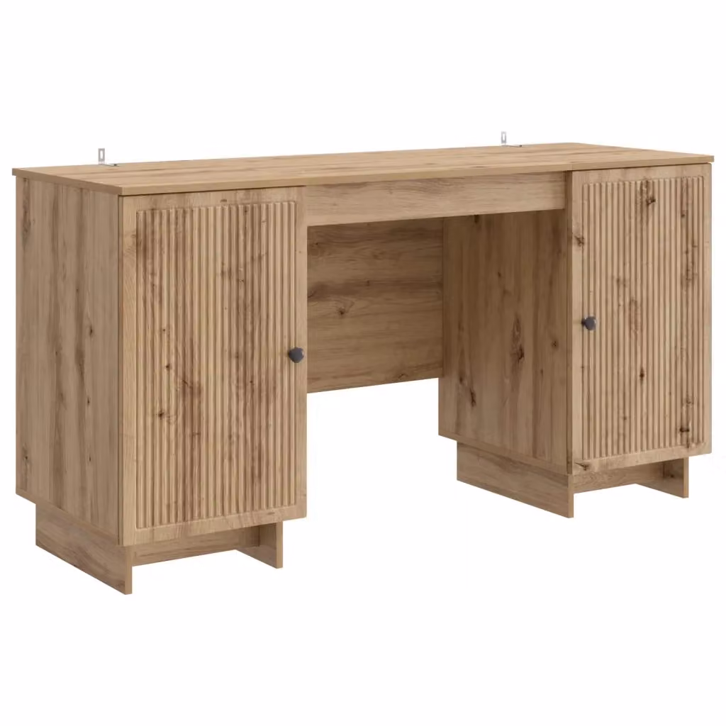 Scrivania moderna vidaXL in legno color rovere marrone L: 142,5 cm, P: 60 cm, H: 75 cm – 2