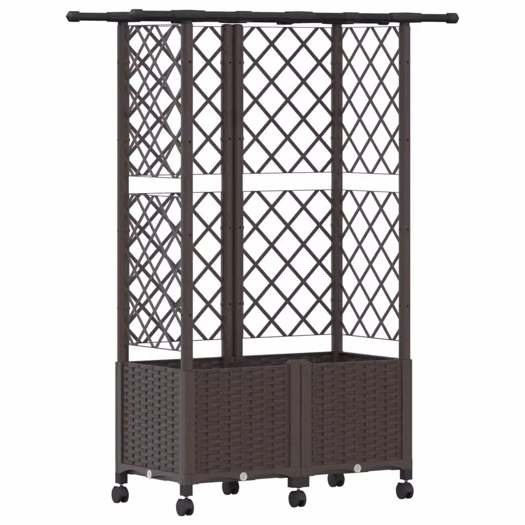 Letto rialzato con griglia e tetto vidaXL marrone L: 124 cm, P: 40 cm, H: 142 cm – 2
