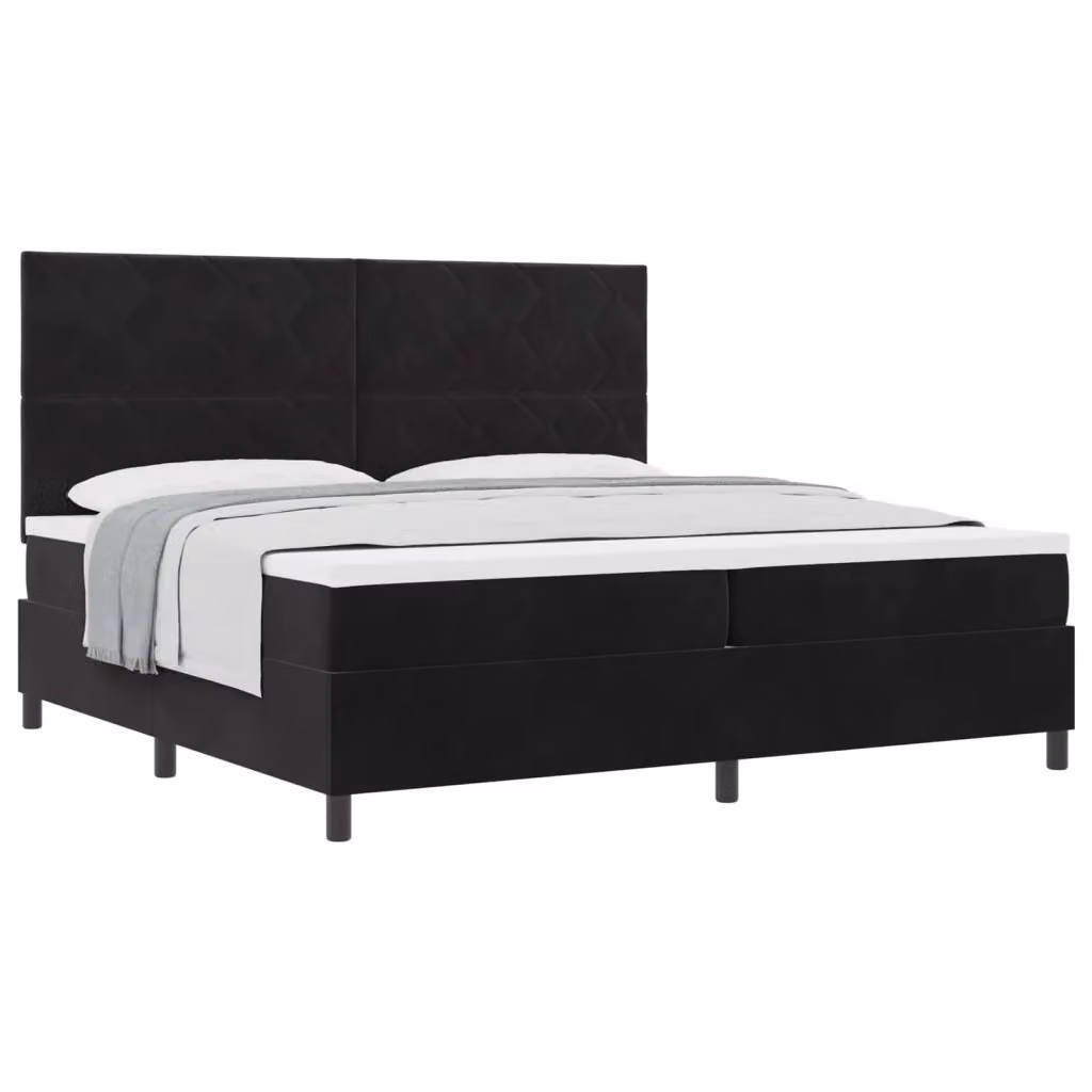 Letto a molle con testiera vidaXL in velluto nero L: 200 cm, P: 200 cm, H: 280 cm – 2