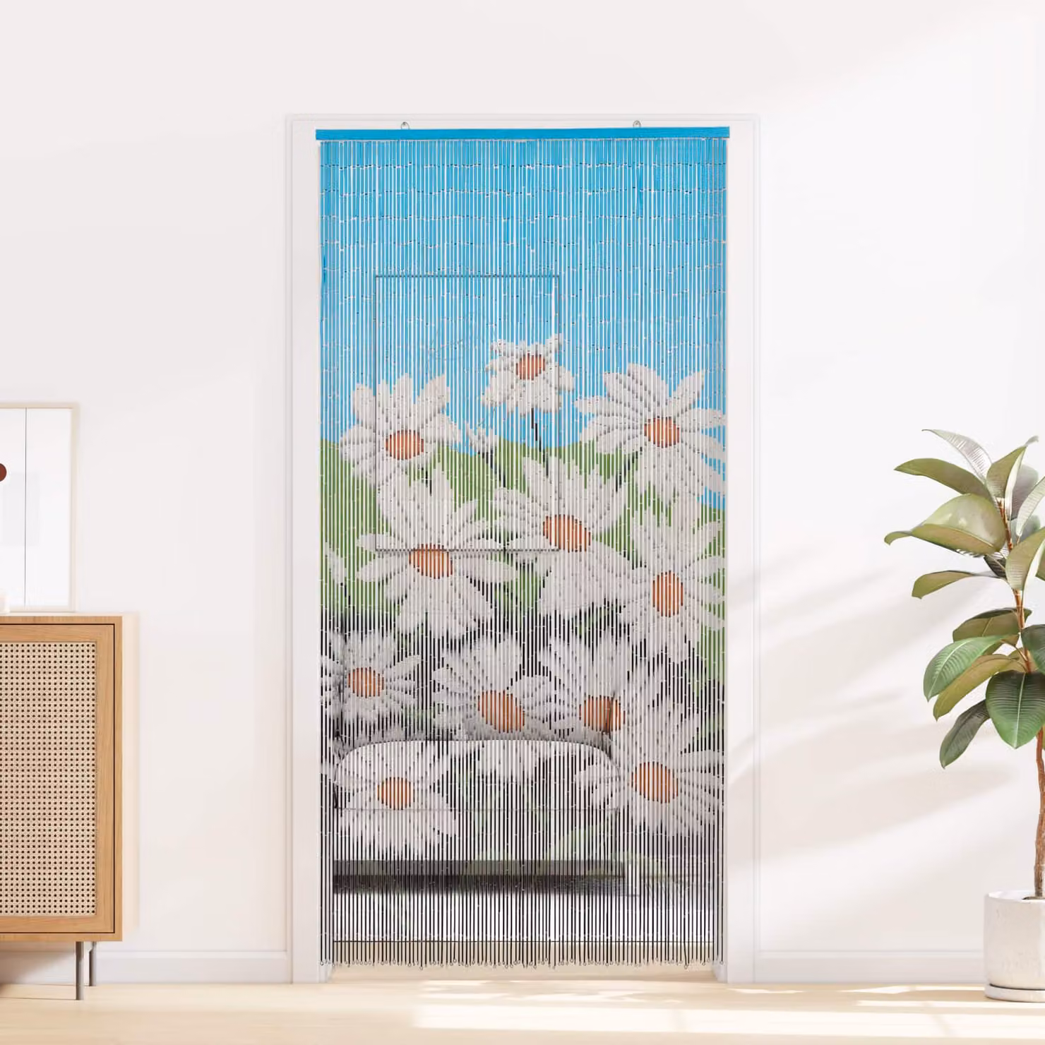 vidaXL Tenda per porta antinsetti in bambù multicolore L: 100 cm, H: 200 cm