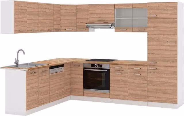 Cucina angolare completa R-Line Vicco Sonoma Bianco L: 287 cm, P: 227 cm – 1