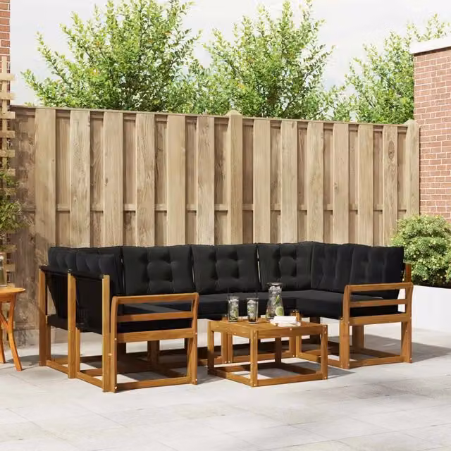 Set di divani da esterno 7 pz Naturale e Nero 3368451