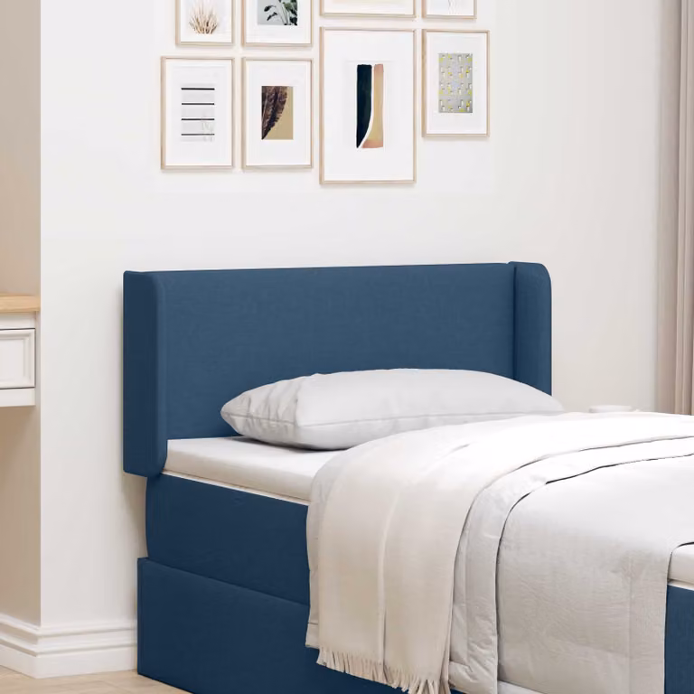 Testata del letto con orecchie vidaXL in tessuto blu, L 40,5 x P 40,5 x H 4 cm