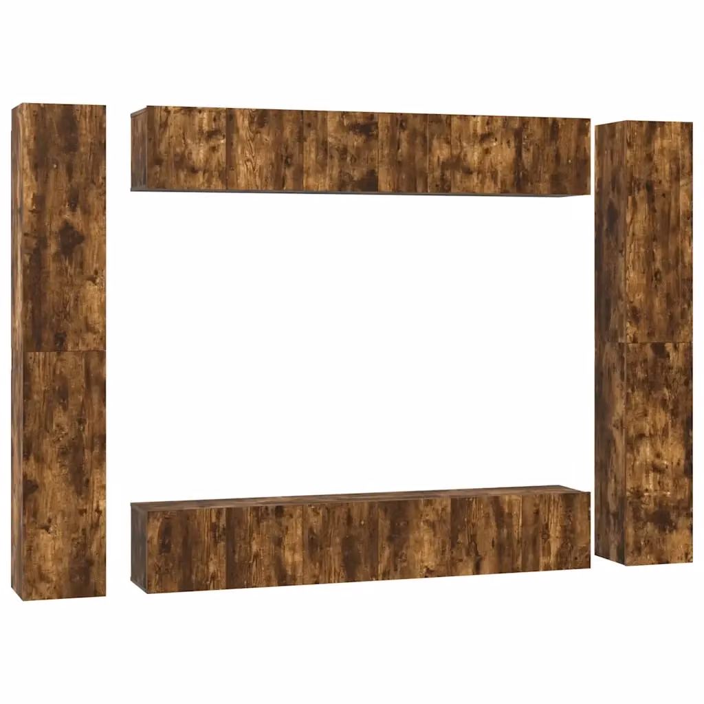Set di 10 mobili porta TV vidaXL in legno multistrato e MDF, colore rovere marrone, design classico da parete per il tuo soggiorno – 2