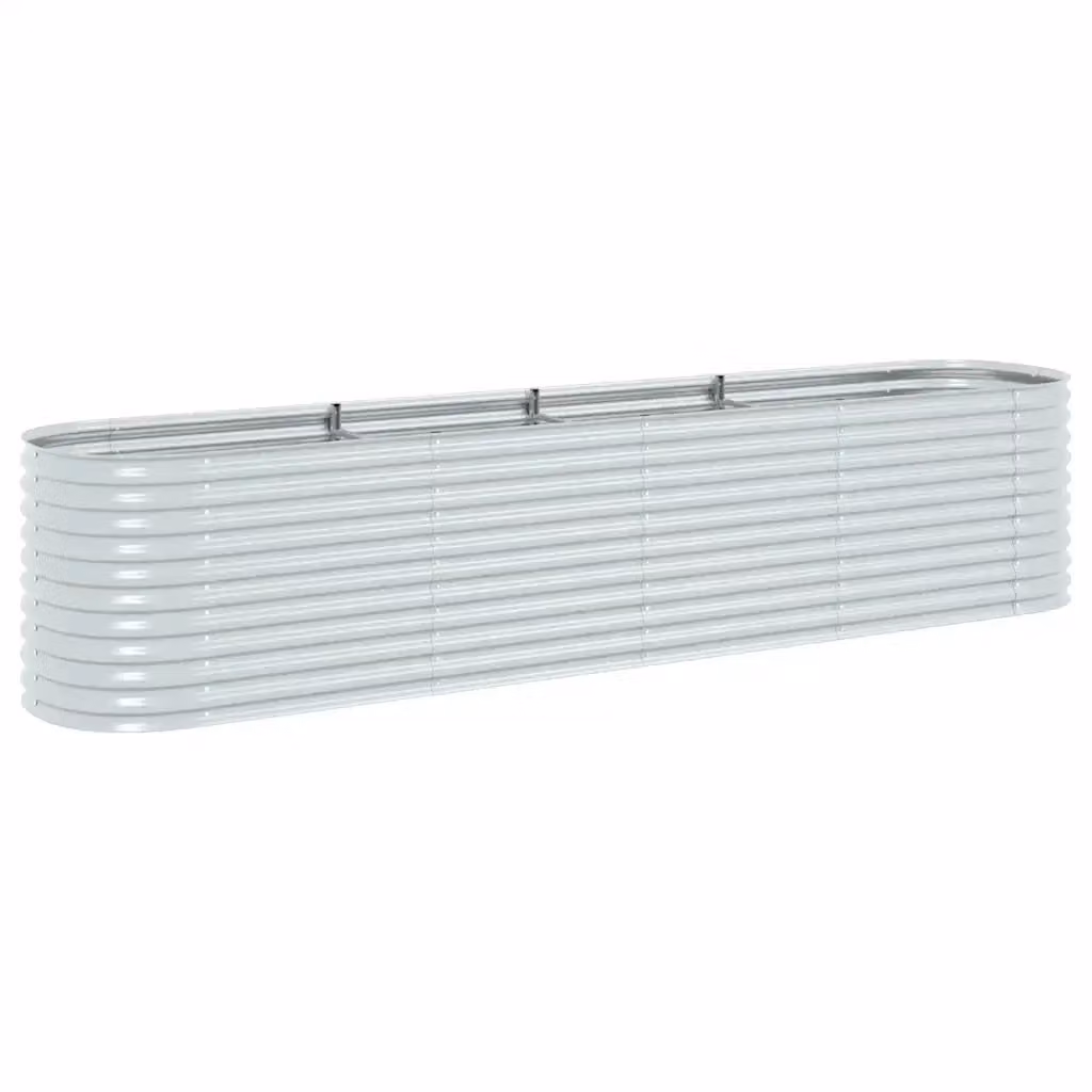 MERCATOXL Letto Rialzato da Giardino in Acciaio Zincato Argento L: 400 cm, P: 80 cm, H: 81 cm – 2