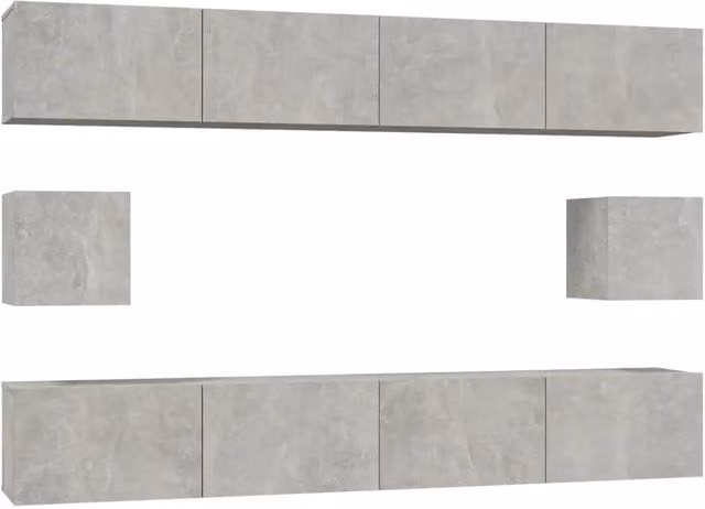 Set di Mobili Porta TV 6 pz | Armadietto TV | Mobile Porta TV Grigio Cemento in Legno Multistrato