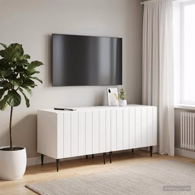 Mobile TV moderno vidaXL in legno MDF bianco lucido L: 120 cm, P: 40 cm, H: 43 cm