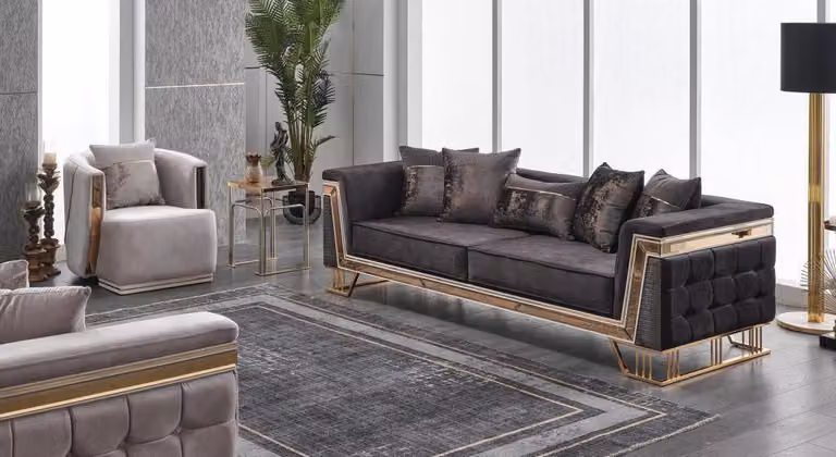 Polstergarnitur Luxus Sofas Dreisitzer Sessel Moderne Wohnzimmer Couch