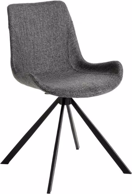 Sedia girevole moderna Angel Cerdá in tessuto grigio e nero con struttura in metallo nero opaco