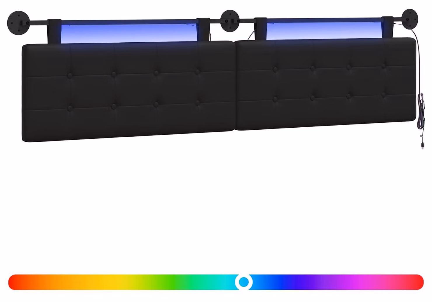 Testiera sospesa Con luce LED Nero Pelle finta