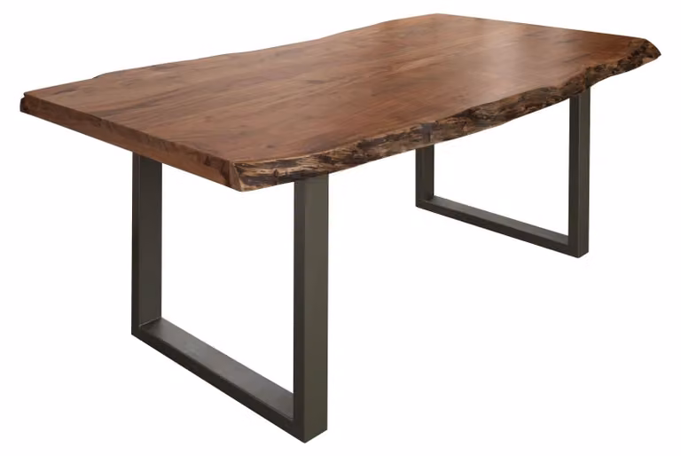 MASSIVMOEBEL24 | FREEFORM 5 Tavolo da pranzo in legno di acacia - laccato natur / gambe in ferro - argento mat 200x100x77