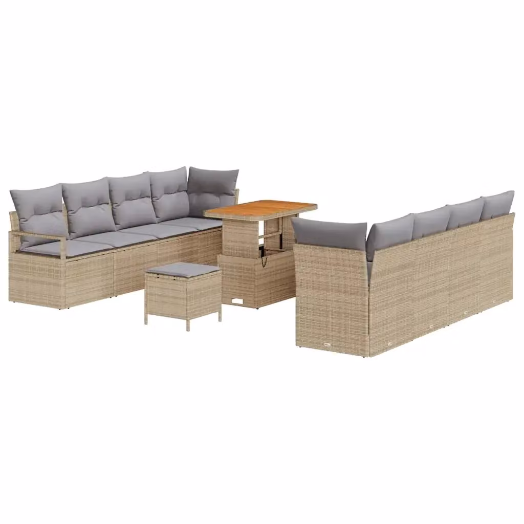 Set Divano da Giardino vidaXL 11 Pezzi Beige con Cuscini e Struttura in Metallo Resistente ai Raggi UV – 2