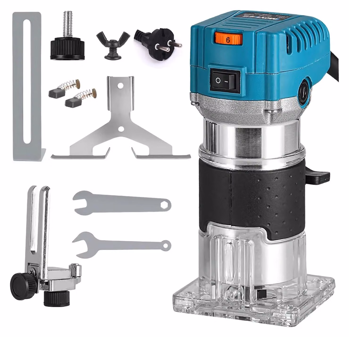 Pantografo per la lavorazione dei bordi del legno, potenza 2000W, controllo da 1 a 6 velocità, interfaccia per il depolveratore, standard