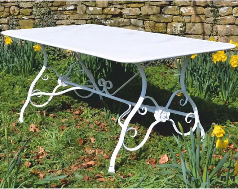 Casa Padrino Tavolo da pranzo da giardino in stile liberty bianco 200 cm - Tavolo da giardino nostalgico