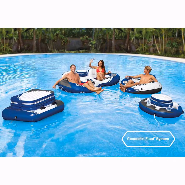 Portabevande Galleggiante Intex Mega Chill in PVC Blu, Bianco e Nero