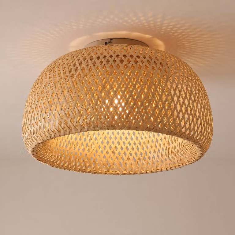 Plafoniera soffitto Jadwiga Lindby, dimmerabile, Legno chiaro, Soggiorno / Sala da pranzo, bambù, Scandinavo, Plafoniera
