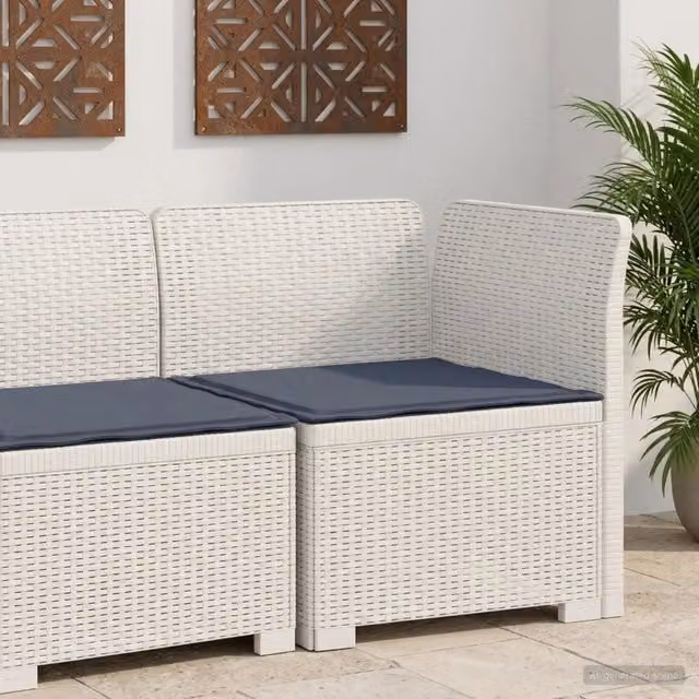 Divano da giardino a 1 posto con cuscino in rattan effetto moderno bianco e grigio