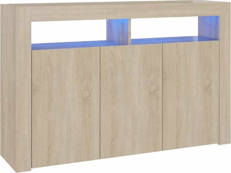 Credenza con Luci LED Rovere Sonoma 115,5x30x75 cm