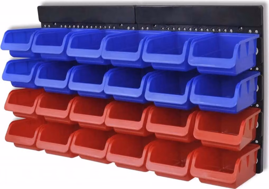 Scatole da officina per la parete Blu e rosso (2 unità di stoccaggio)