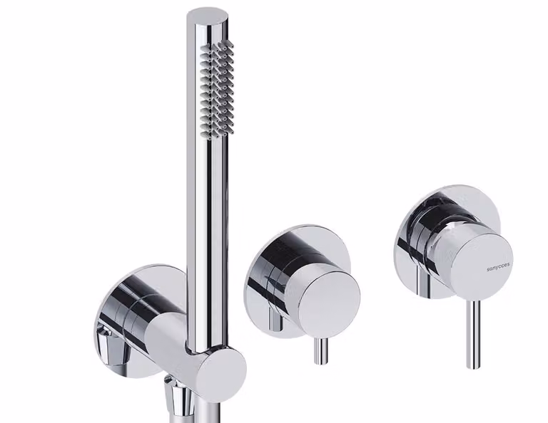 SANYCCES LOOP Miscelatore da incasso a 2 vie per doccia con deviatore, doccetta e flessibile, cromato