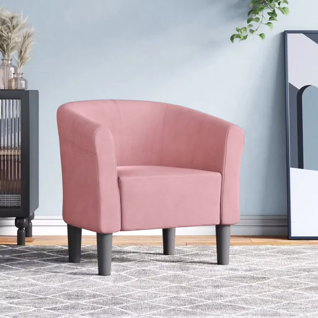 Poltrona Relax Cabriolet Rosa in Velluto con Braccioli e Struttura in Legno di Pino – 2