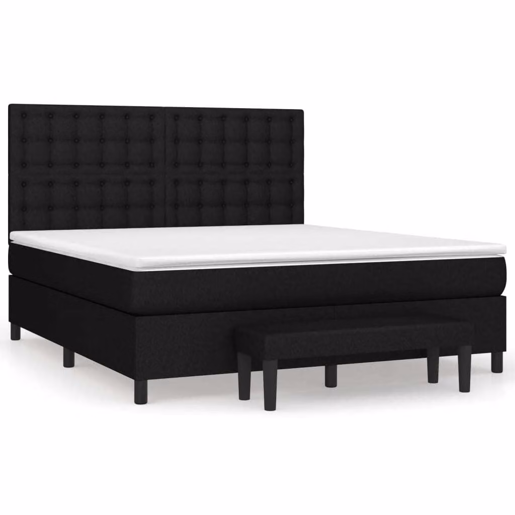 Giroletto a Molle con Materasso Nero 160x200 cm in Tessuto